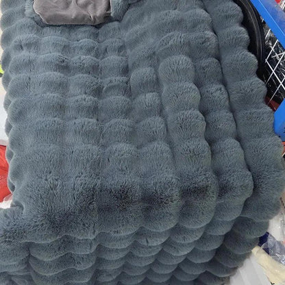 Neutral Luxury Fur Fluffy Blanket │ Super Comfortable Blankets for Bed │ High-end Warm Winter Blanket for Sofa Couch Decor - Besontique Home