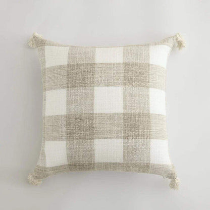 Nordic Beige Khaki Plaid Striped Cushion Cover │ Minimal Home Throw Pillow Covers - Besontique Home