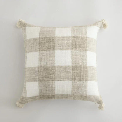 Nordic Beige Khaki Plaid Striped Cushion Cover │ Minimal Home Throw Pillow Covers - Besontique Home