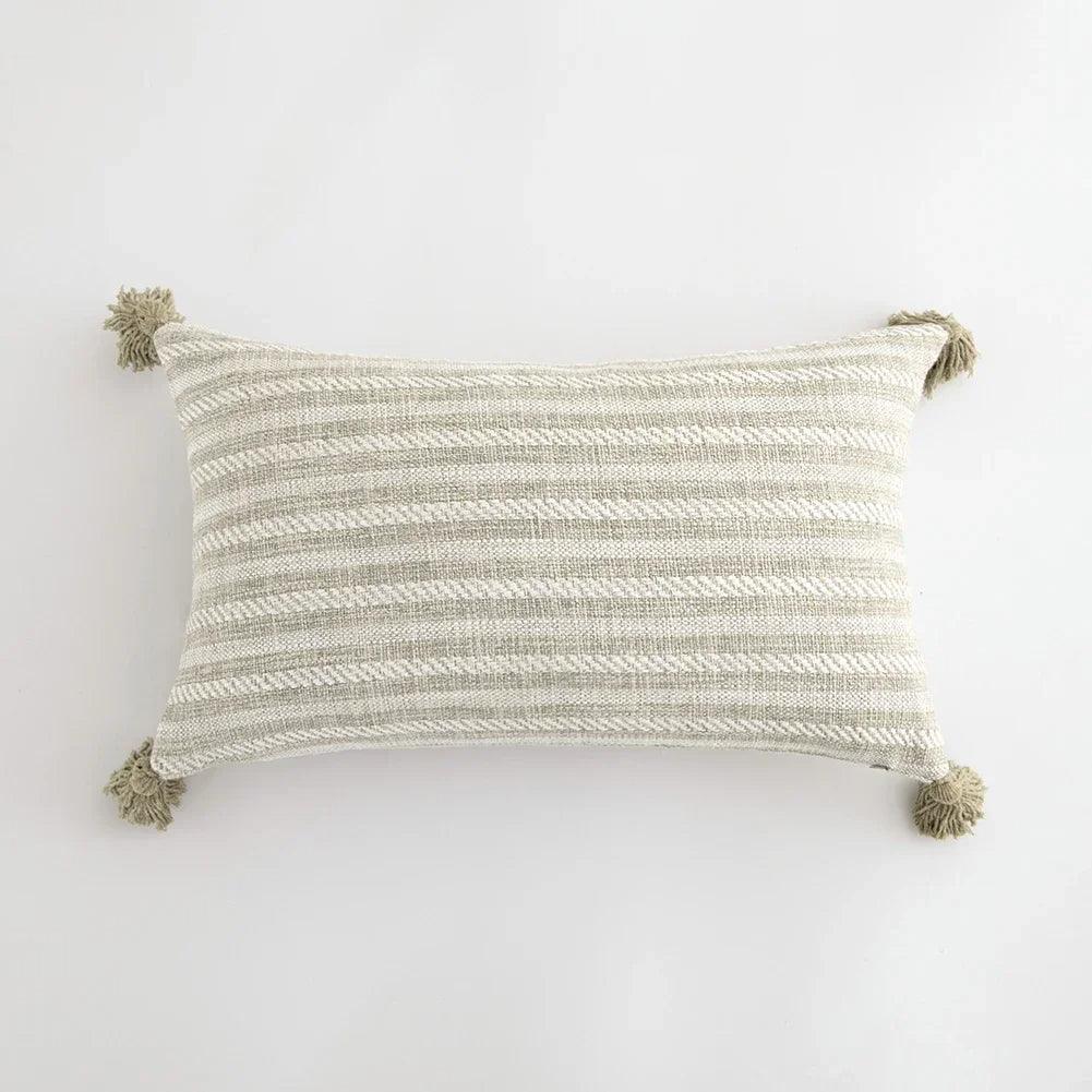 Nordic Beige Khaki Plaid Striped Cushion Cover │ Minimal Home Throw Pillow Covers - Besontique Home
