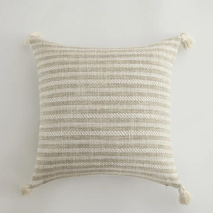 Nordic Beige Khaki Plaid Striped Cushion Cover │ Minimal Home Throw Pillow Covers - Besontique Home