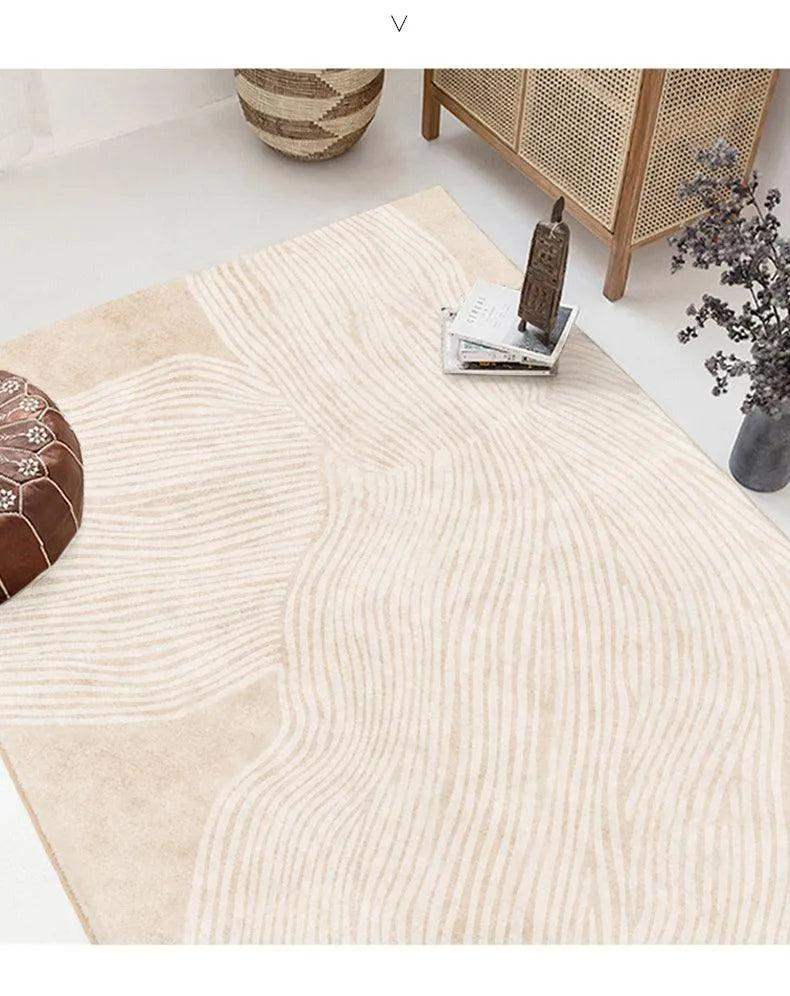 Nordic Boho Beige Geometric Home Floor Carpet │ Minimal Line Decor Luxury Rug - Besontique Home
