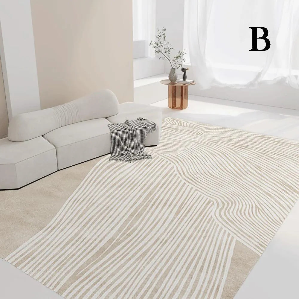 Nordic Boho Beige Geometric Home Floor Carpet │ Minimal Line Decor Luxury Rug - Besontique Home