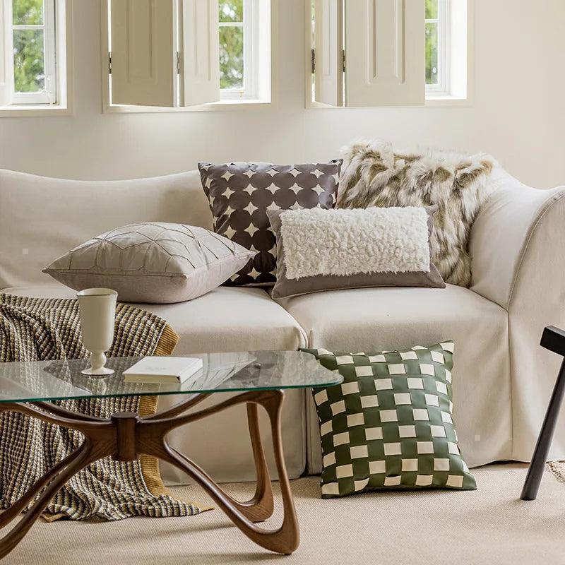 Nordic Brown Green Luxury Cushion Cover - Besontique Home