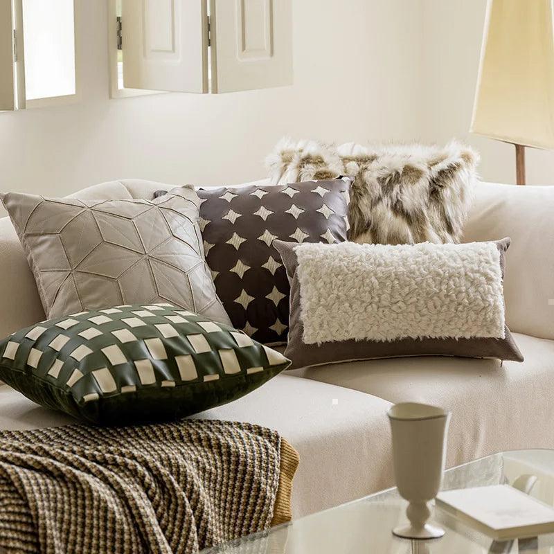 Nordic Brown Green Luxury Cushion Cover - Besontique Home