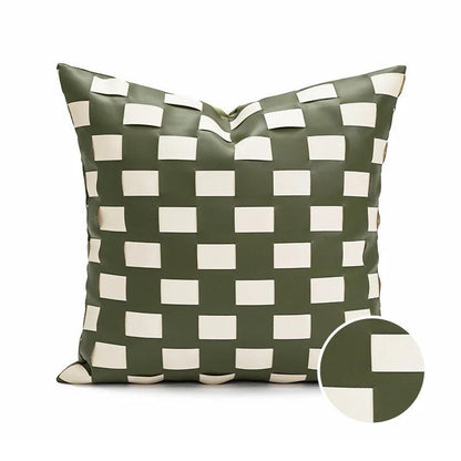 Nordic Brown Green Luxury Cushion Cover │ Modern Geometric Pattern Throw Pillow Covers Fur Decorative Pillowcase - Besontique Home