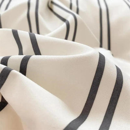 Nordic Classic Stripe Pattern Bedding Set │ Modern Boho Cotton Bed Duvet cover Pillow case - Besontique Home