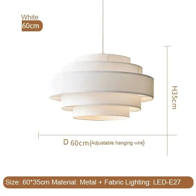 Nordic Fabric White Beige Pendant Big Ceiling Lamp Light - Besontique Home