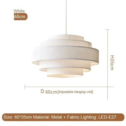 Nordic Fabric White Beige Pendant Big Ceiling Lamp Light - Besontique Home