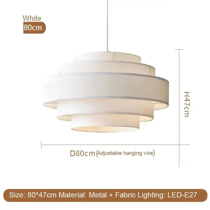 Nordic Fabric White Beige Pendant Big Ceiling Lamp Light - Besontique Home