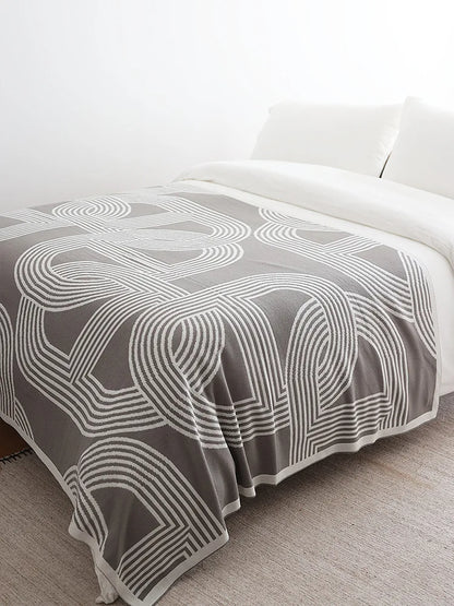 Nordic Geometric Knitted Reversible Blanket │ Luxury Throw Blanket Bedspread - Besontique