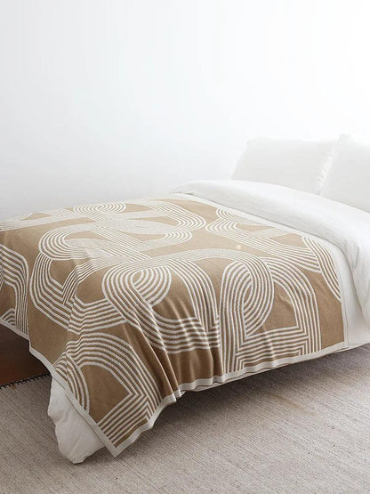Nordic Geometric Knitted Reversible Blanket │ Luxury Throw Blanket Bedspread - Besontique Home