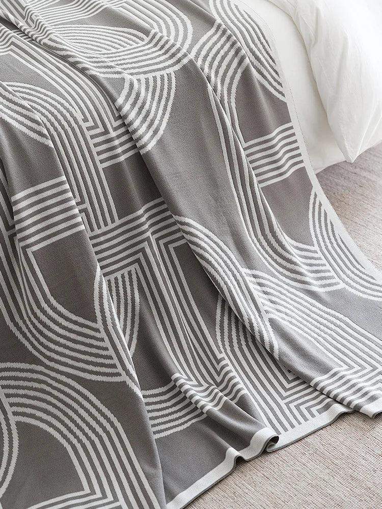 Nordic Geometric Knitted Reversible Blanket │ Luxury Throw Blanket Bedspread - Besontique Home