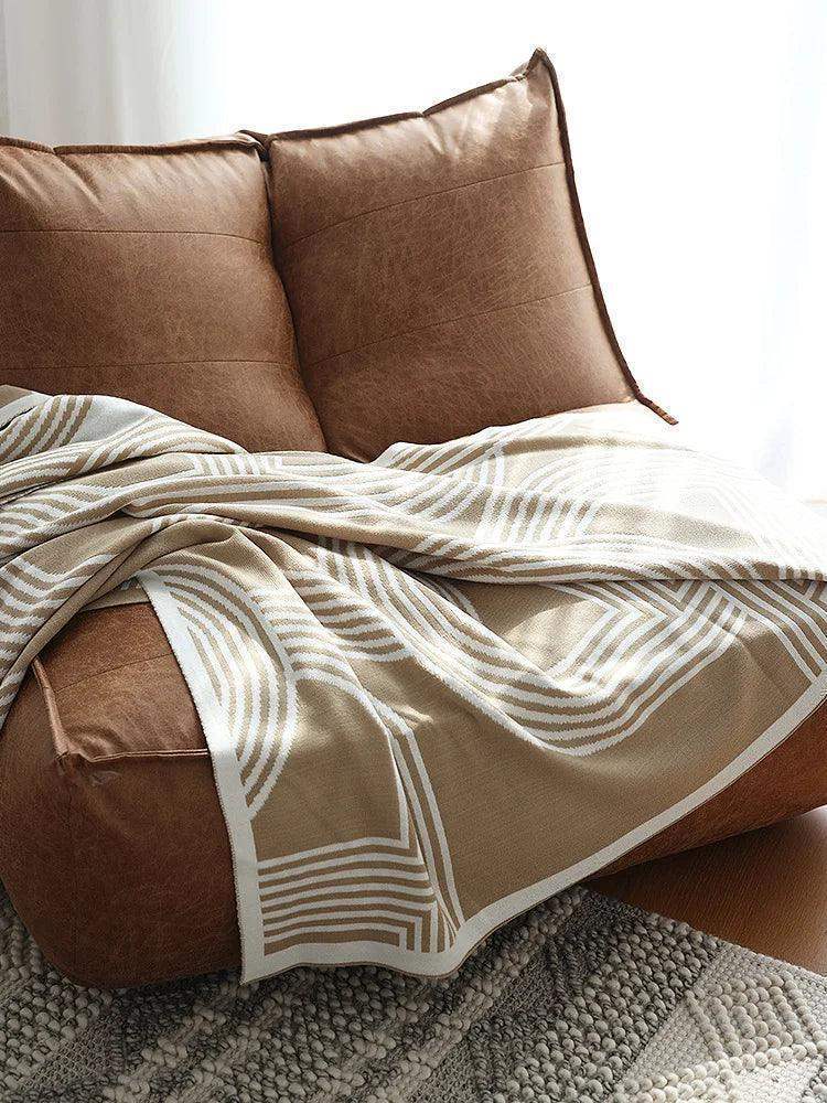 Nordic Geometric Knitted Reversible Blanket │ Luxury Throw Blanket Bedspread - Besontique Home