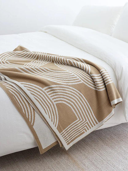 Nordic Geometric Knitted Reversible Blanket │ Luxury Throw Blanket Bedspread - Besontique Home