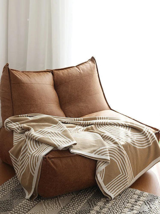 Nordic Geometric Knitted Reversible Blanket │ Luxury Throw Blanket Bedspread - Besontique Home
