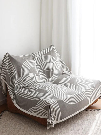 Nordic Geometric Knitted Reversible Blanket │ Luxury Throw Blanket Bedspread - Besontique Home