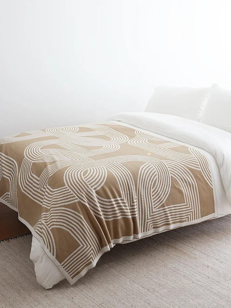 Nordic Geometric Knitted Reversible Blanket │ Luxury Throw Blanket Bedspread - Besontique Home