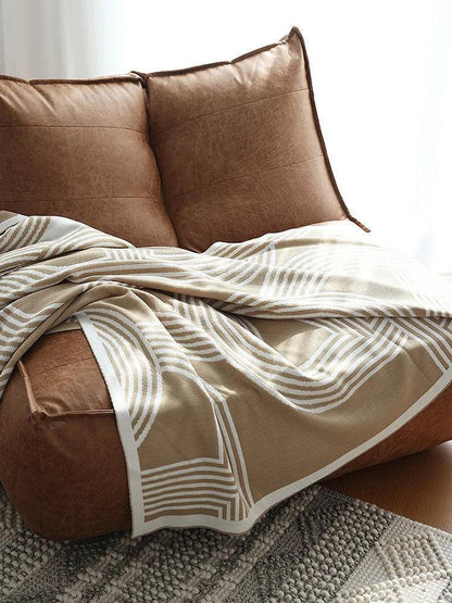 Nordic Geometric Knitted Reversible Blanket │ Luxury Throw Blanket Bedspread - Besontique Home