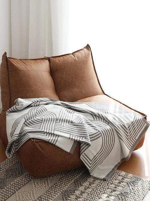 Nordic Geometric Knitted Reversible Blanket │ Luxury Throw Blanket Bedspread - Besontique Home