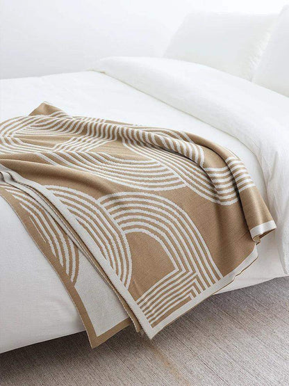 Nordic Geometric Knitted Reversible Blanket │ Luxury Throw Blanket Bedspread - Besontique Home