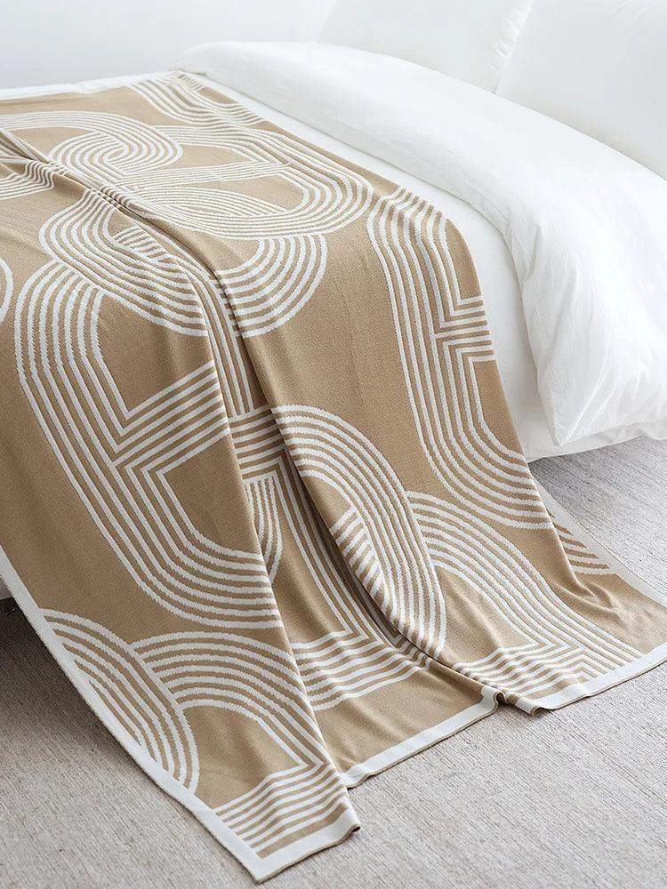 Nordic Geometric Knitted Reversible Blanket │ Luxury Throw Blanket Bedspread - Besontique Home
