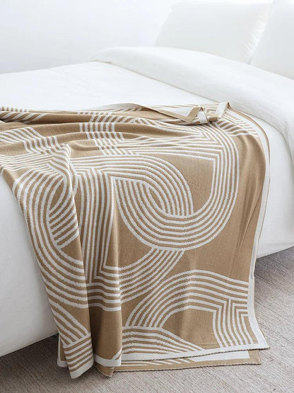 Nordic Geometric Knitted Reversible Blanket │ Luxury Throw Blanket Bedspread - Besontique Home