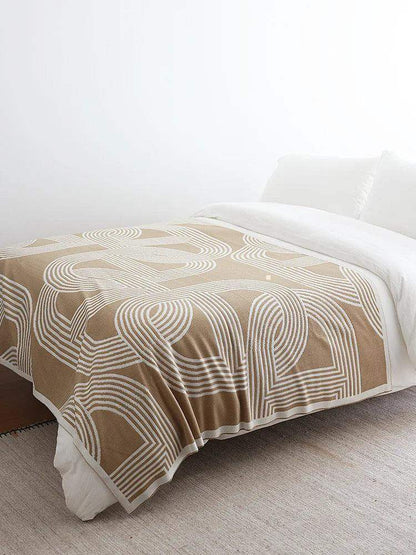 Nordic Geometric Knitted Reversible Blanket │ Luxury Throw Blanket Bedspread - Besontique Home
