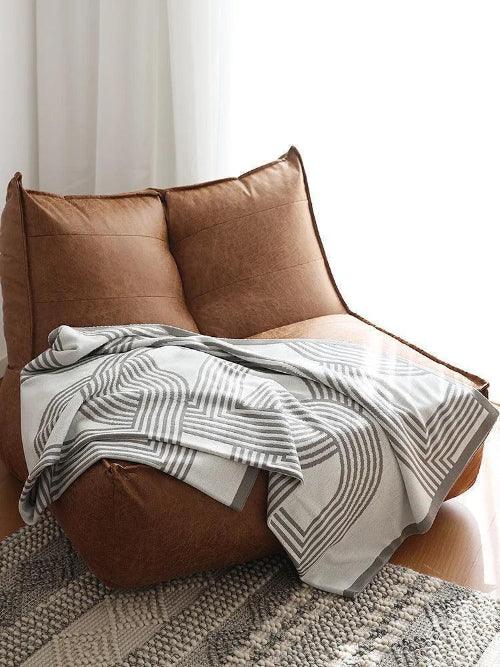 Nordic Geometric Knitted Reversible Blanket │ Luxury Throw Blanket Bedspread - Besontique Home