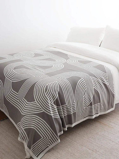 Nordic Geometric Knitted Reversible Blanket │ Luxury Throw Blanket Bedspread - Besontique Home