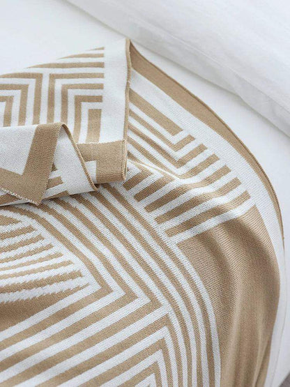 Nordic Geometric Knitted Reversible Blanket │ Luxury Throw Blanket Bedspread - Besontique Home