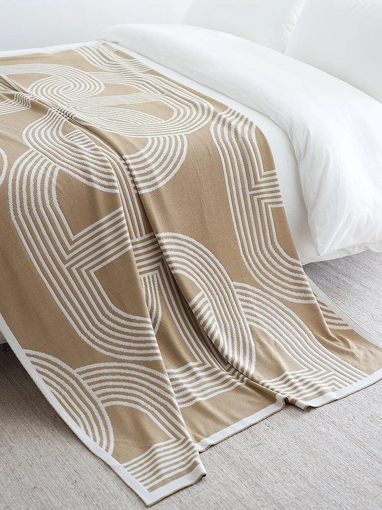 Nordic Geometric Knitted Reversible Blanket │ Luxury Throw Blanket Bedspread - Besontique Home