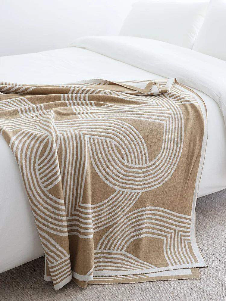 Nordic Geometric Knitted Reversible Blanket │ Luxury Throw Blanket Bedspread - Besontique Home