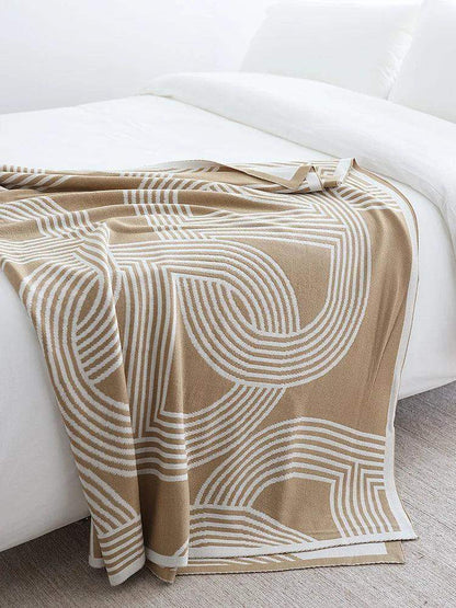 Nordic Geometric Knitted Reversible Blanket │ Luxury Throw Blanket Bedspread - Besontique Home