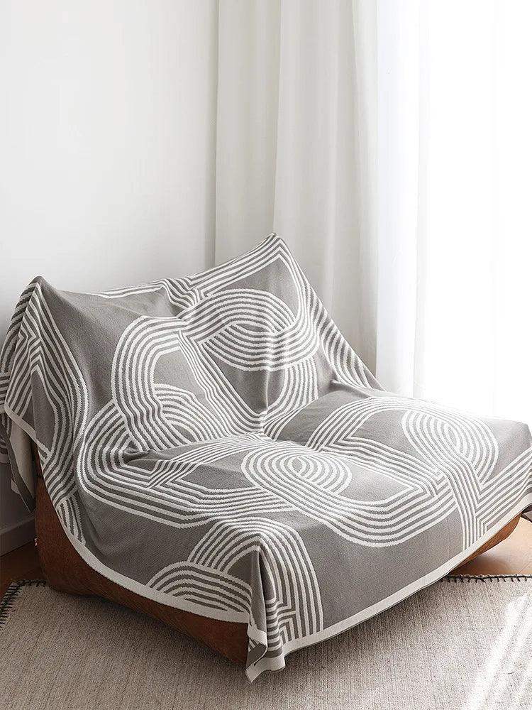 Nordic Geometric Knitted Reversible Blanket │ Luxury Throw Blanket Bedspread - Besontique Home