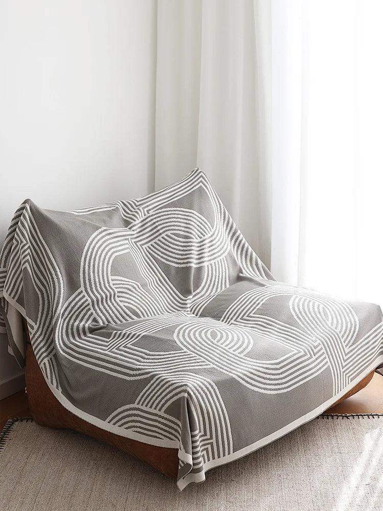 Nordic Geometric Knitted Reversible Blanket │ Luxury Throw Blanket Bedspread - Besontique Home