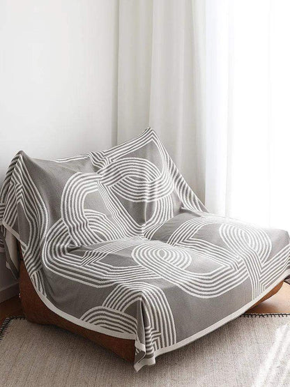 Nordic Geometric Knitted Reversible Blanket │ Luxury Throw Blanket Bedspread - Besontique Home