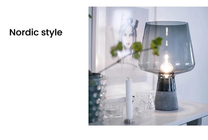 Nordic Glass Cement Table Lamp │ Modern Creative Concrete Desk Lighting in Living Room Bedroom - Besontique