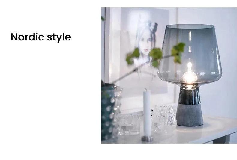 Nordic Glass Cement Table Lamp │ Modern Creative Concrete Desk Lighting in Living Room Bedroom - Besontique Home