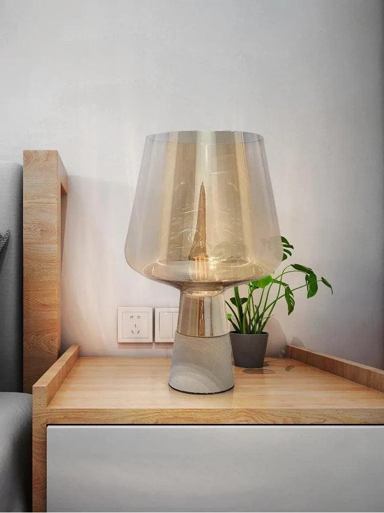 Nordic Glass Cement Table Lamp │ Modern Creative Concrete Desk Lighting in Living Room Bedroom - Besontique Home