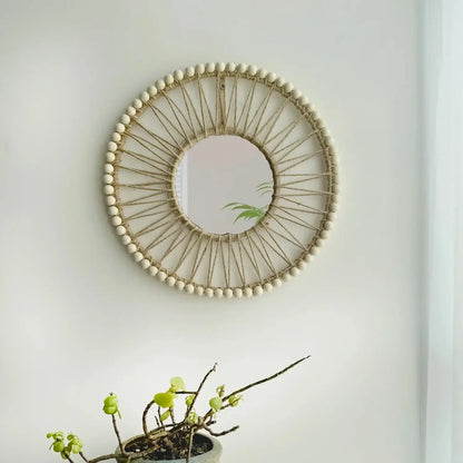 Nordic Hand-Woven Wall Hanging Mirror – Decorative Boho Home Accent - Besontique Home