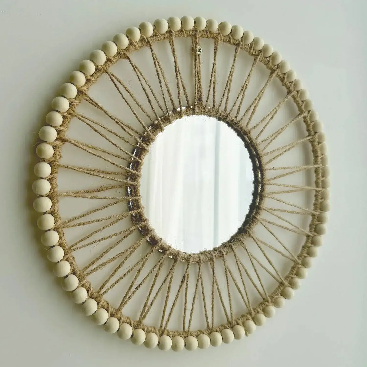 Nordic Hand-Woven Wall Hanging Mirror – Decorative Boho Home Accent - Besontique Home