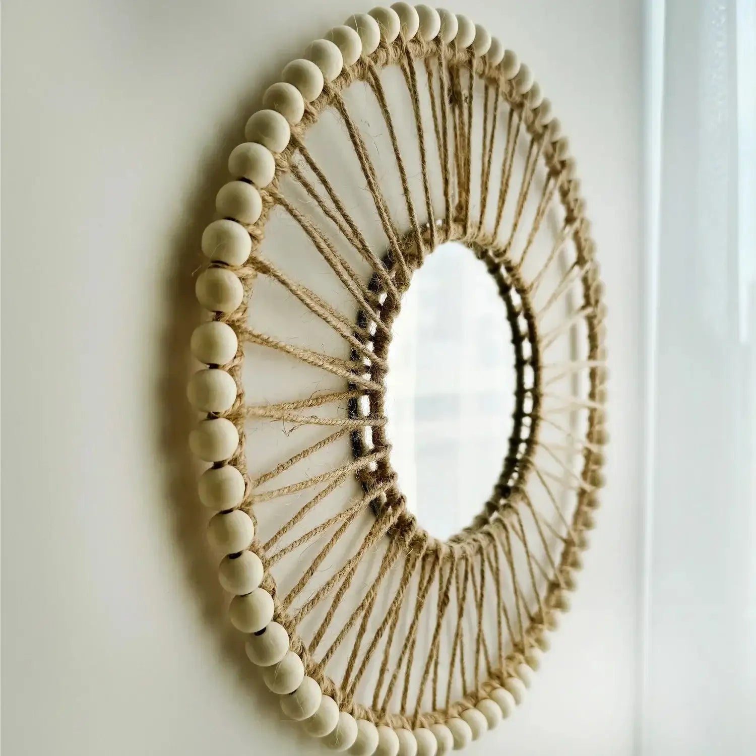 Nordic Hand-Woven Wall Hanging Mirror – Decorative Boho Home Accent - Besontique Home