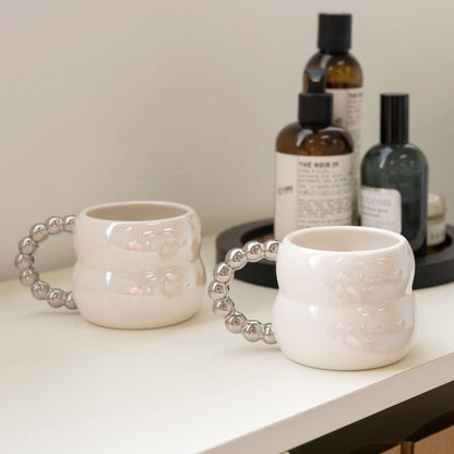 Nordic Home Ceramic Coffee Mug Cup (Beige/Blue/White) │ Handmade Art Milk Tea Cup │ Kitchenware - Besontique