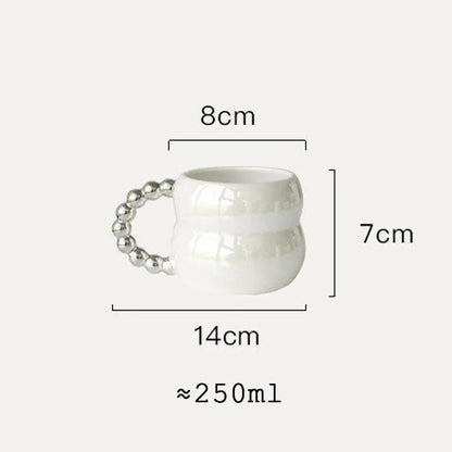 Nordic Home Ceramic Coffee Mug Cup (Beige/Blue/White) │ Handmade Art Milk Tea Cup │ Kitchenware - Besontique Home