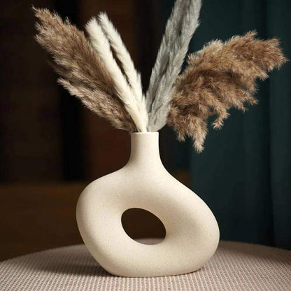 Nordic Matte Ceramic Vase for Pampas Grass │ Table Living Room Decoration Ornament Pot Set - Besontique Home