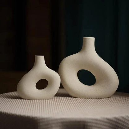 Nordic Matte Ceramic Vase for Pampas Grass │ Table Living Room Decoration Ornament Pot Set - Besontique Home