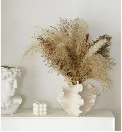 Nordic Minimalist Art Coral Shape Vase │ Ceramic Flower Pampas Grass Pot - Besontique Home