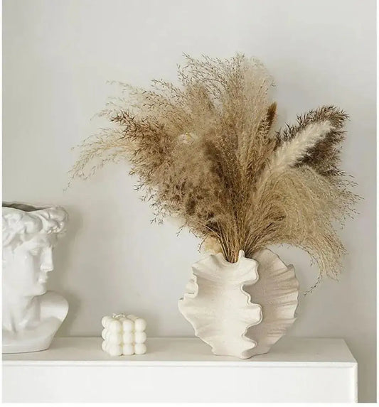 Nordic Minimalist Art Coral Shape Vase │ Ceramic Flower Pampas Grass Pot - Besontique Home