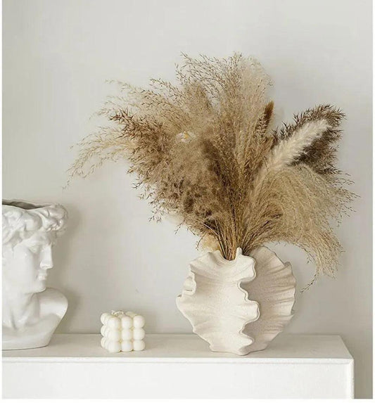 Nordic Minimalist Art Coral Shape Vase │ Ceramic Flower Pampas Grass Pot - Besontique Home